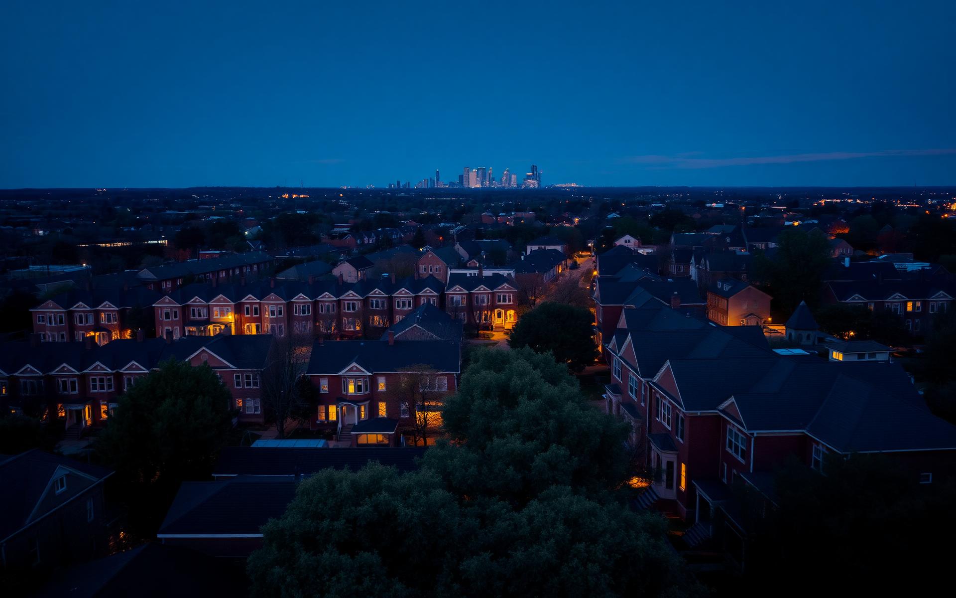 Nashville neighborhood at twilight